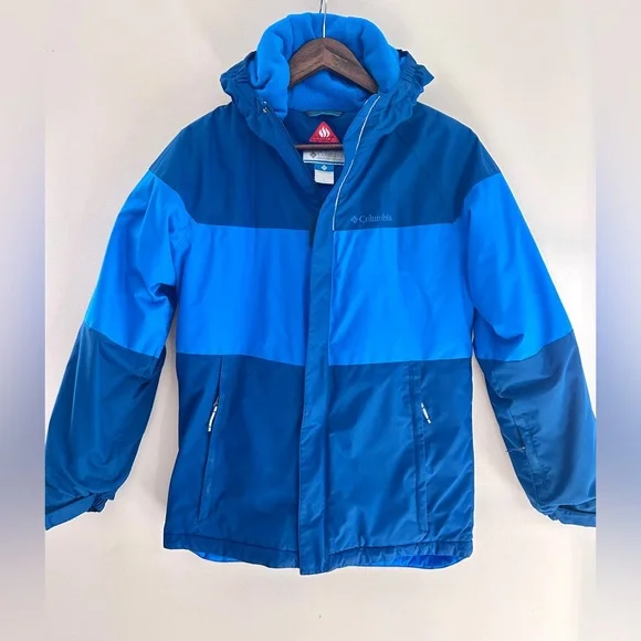 Columbia Kids Omni-Heat Blue Winter Jacket Outgrown Grow System Insulated Size L - Picture 2 of 10